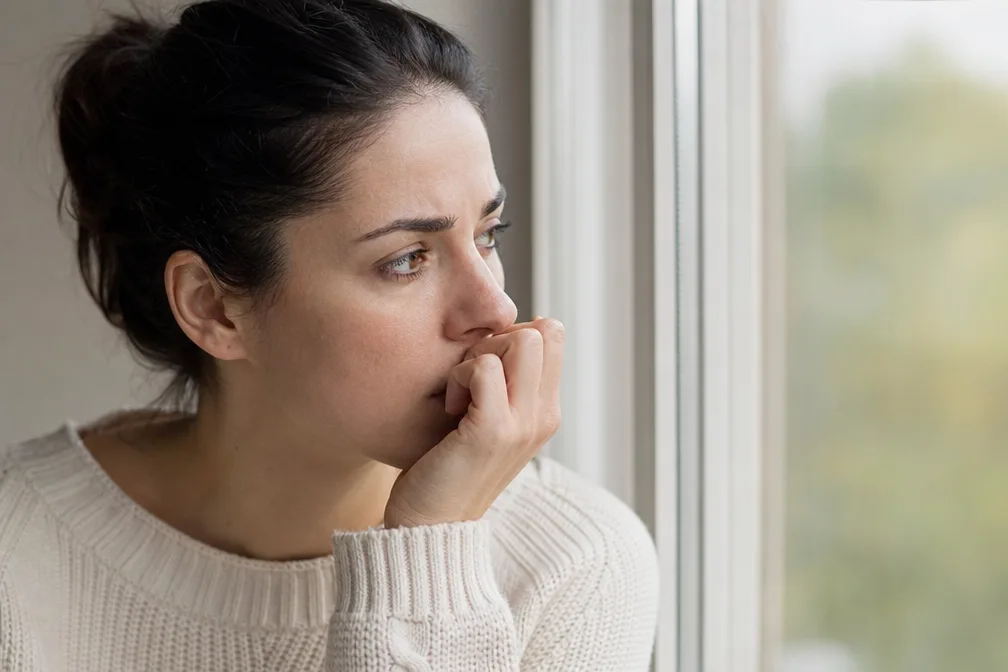 L'anxiété anticipatoire : pourquoi on redoute ce qui n'est pas encore arrivé Mains crispées d'une femme tenant une tasse de café refroidi sur une table de cuisine